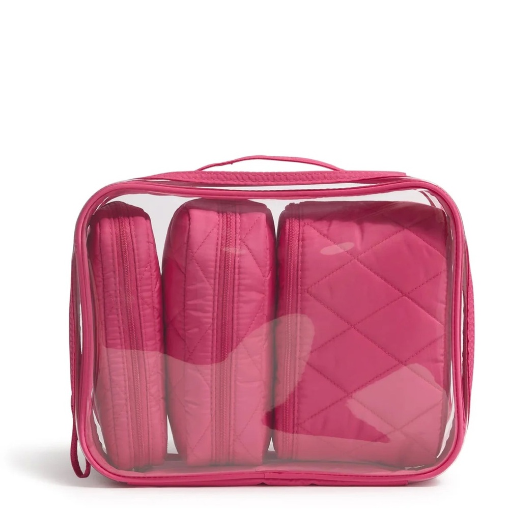 NWT Vera Bradley 4-piece Peacock Pink Cosmetic Set